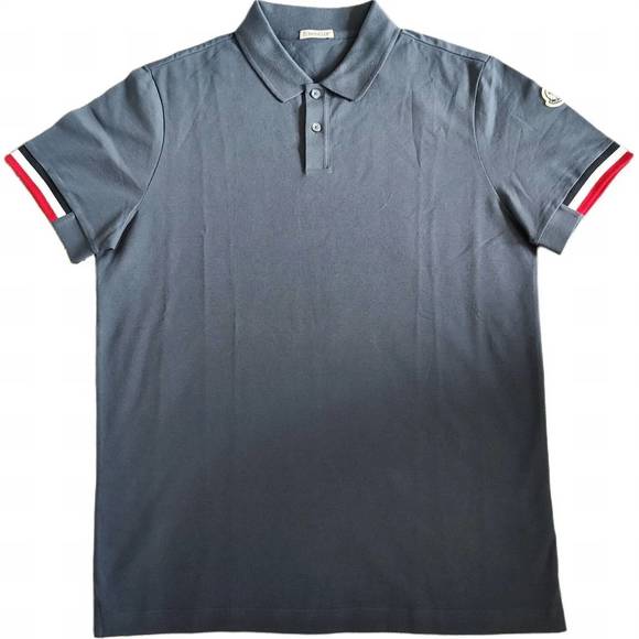 NEW MONCLER men's alpine stripe polo in navy